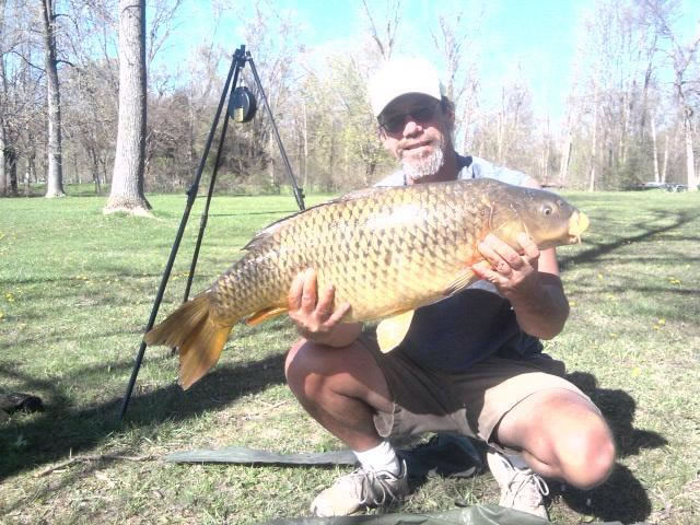 Bill Markle with a 23.8 lb common caught during session 2 of the Wild Carp Club of Central NY.