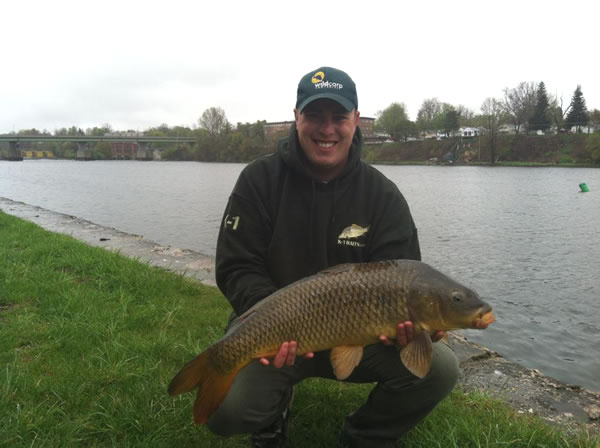 Jason Bernhardt with a 16.6 lb common caught during Session 3 of the Spring '12 season of Wild Carp Club of Central NY