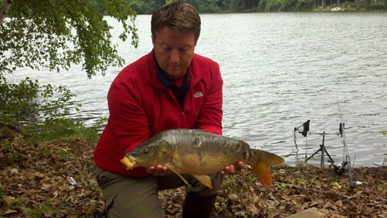 Dean Brooks with a 7 lb, 4 oz mirror caught during session 5 of the Wild Carp Club of New England