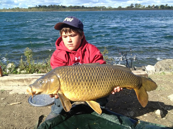 Tanner Uppstrom with a common carp from Session 4 of the Wild Carp Club of St. Lawrence.