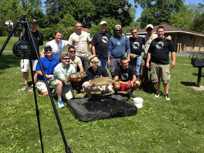 The participants f the 2012 JGB Celebrity Carp Challenge in Baldwinsville, NY